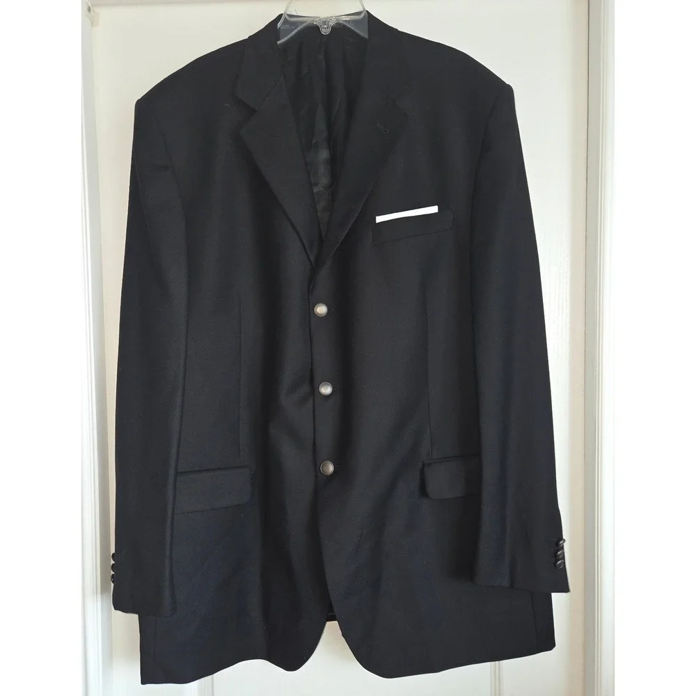 Ermenegildo Zegna Lubiam Black Wool Blazer Mens Size 50L‎ Made in Italy Luxury